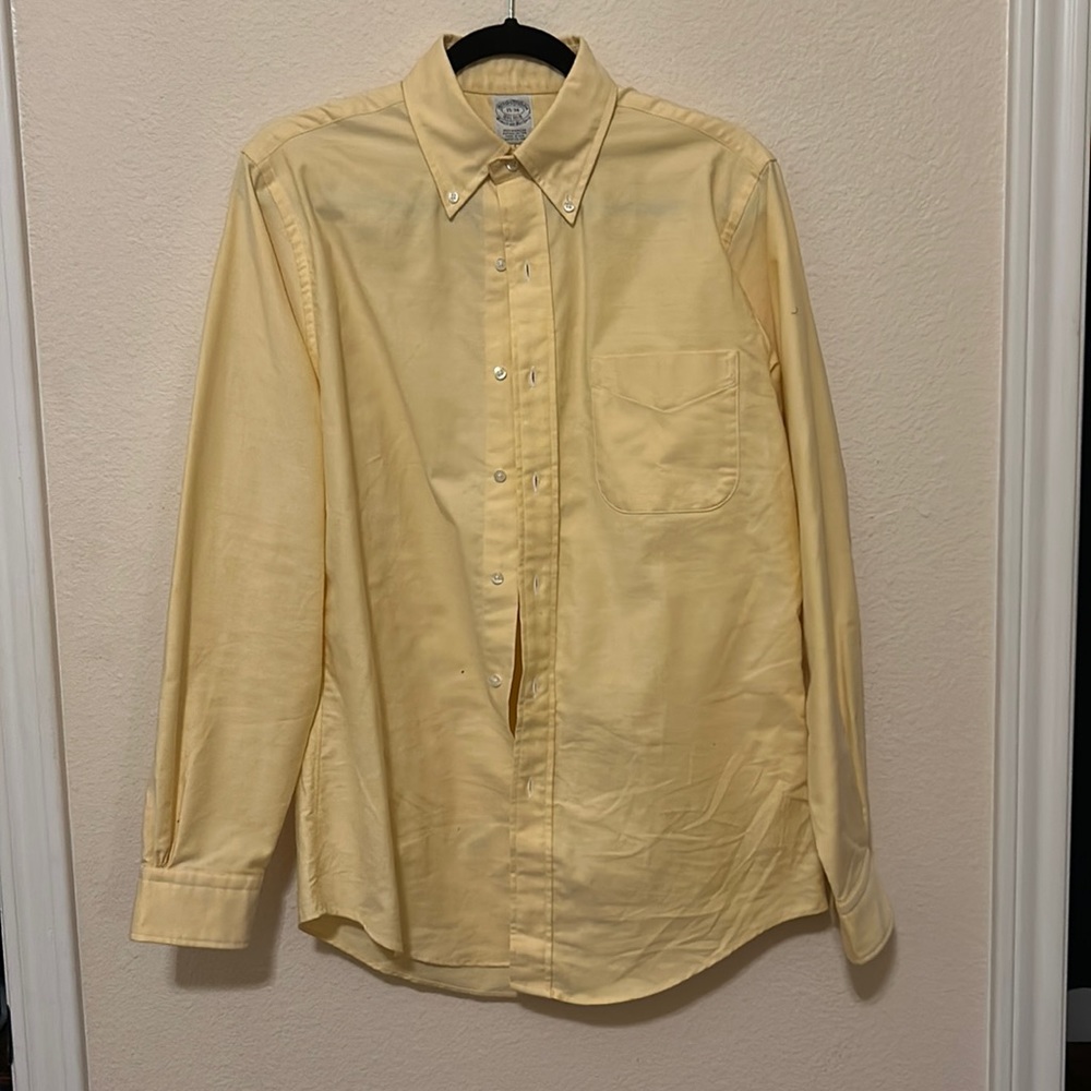 Pale Yellow Brooks Brothers Made in USA OCBD VINTAGE RARE